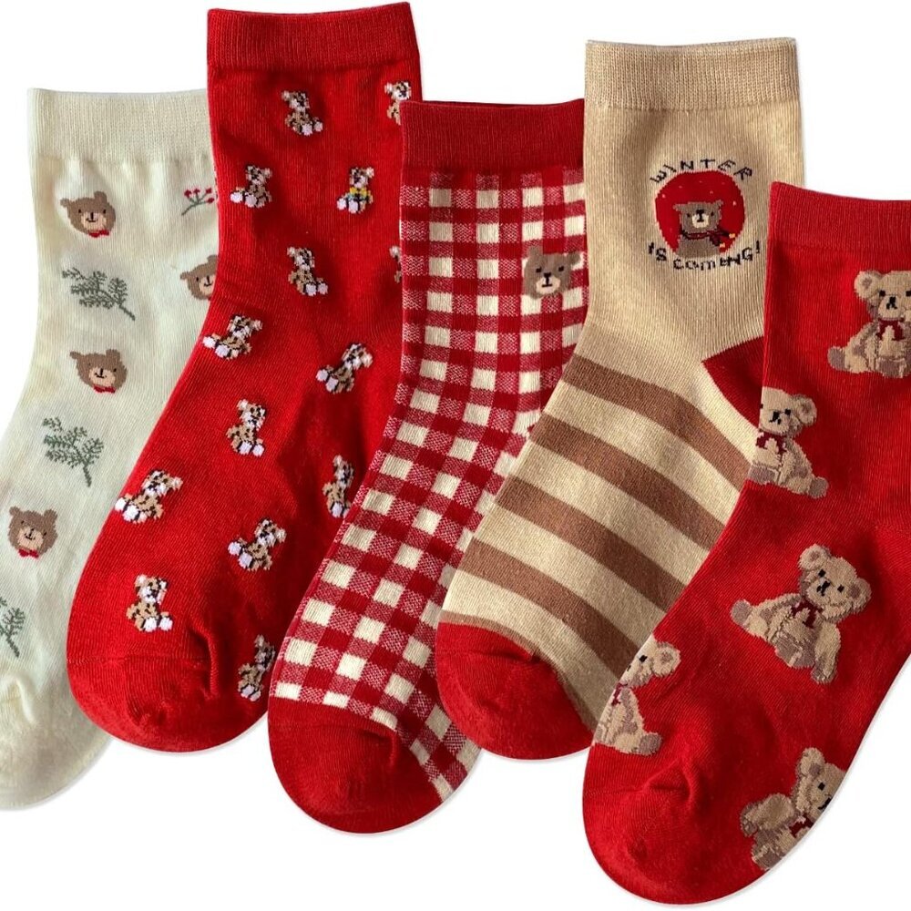 3-6 Pairs Womens Cute Animal Patterned Funny Novelty Cotton Crew Socks